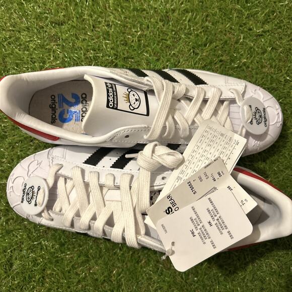 Size 7.5 - Nigo x adidas Superstar Bearfoot White Scarlet Men’s Shoes New! main image 5